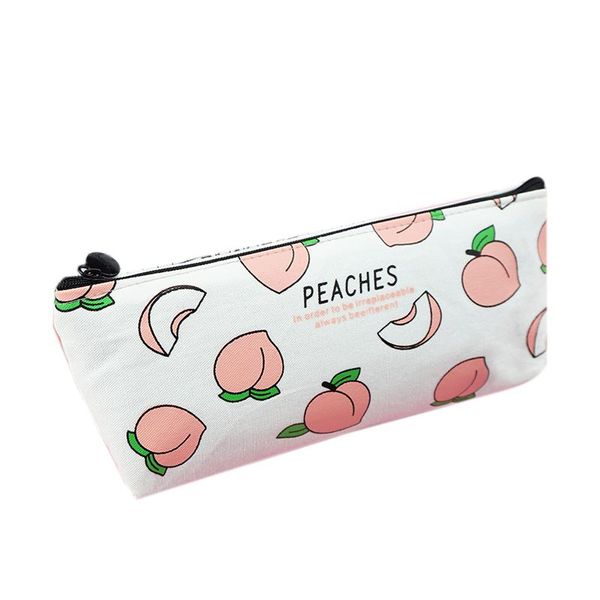 

pencil bags canvas fruit peach case school cases for girl stationery bag supplies