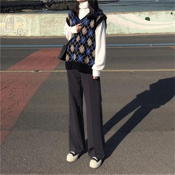 

women's pants & capris 2021 autumn and winter straight dragging trousers wild slim loose, Black;white