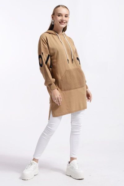 

women's hoodies & sweatshirts nefise 2021 fashion knitted long love printed sweathirt for women winter autumn brown, Black