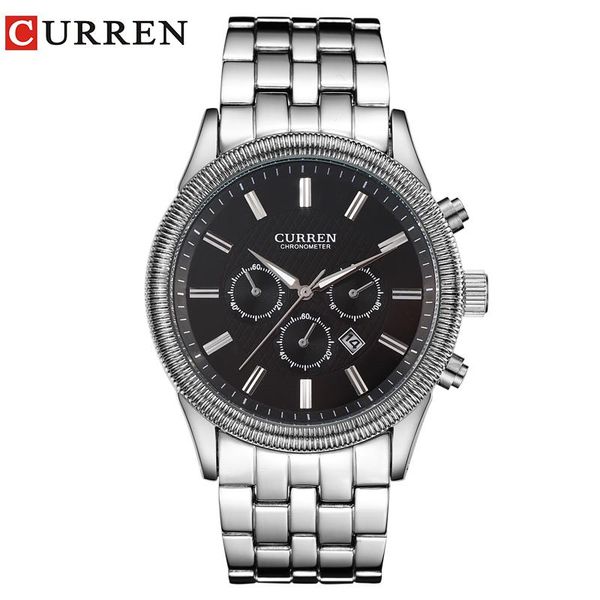 

wristwatches curren 8058 watches men brand watch white with calendar, Slivery;brown