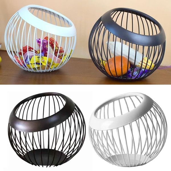 

dishes & plates home living room fruit plate woven iron wire hollow storage vegetable basket round elegant picnic tray drying