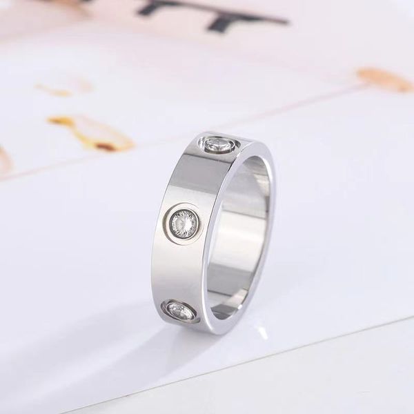 

2021 316l love titanium steel rings lovers band rings size for women and men jewelry 6mm, Silver