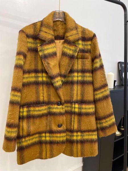 

women's suits & blazers 2021 autumn winter fashion women luxury wool plaid jacket blazer ladies vintage chic coat gdnz 11.01, White;black