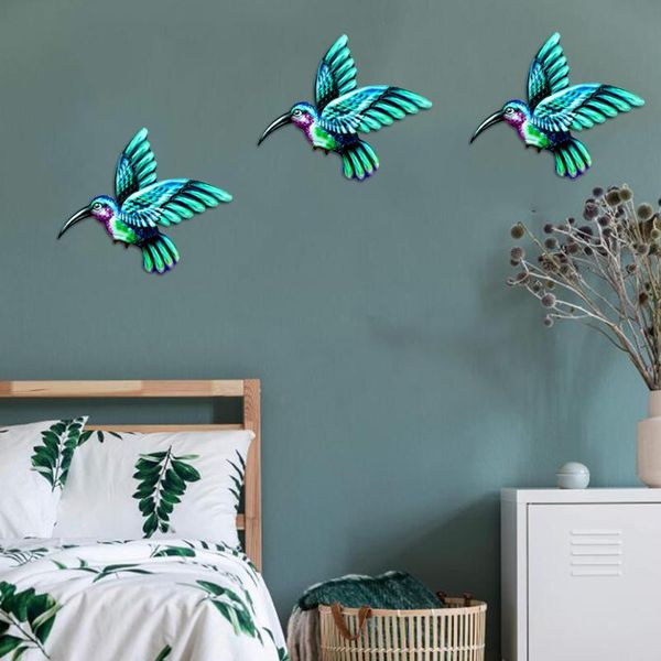 Adesivos de Parede Hummingbird Home Sala de Estar Pendurar Decoração Artesanato De Metal Pingente Decorações Arte Ornamentos
