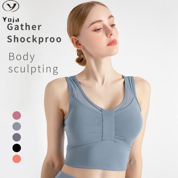 

yoga outfit sports crop fitness blouse female bra women's shockproof running push up lingerie underwear mesh breathable vest