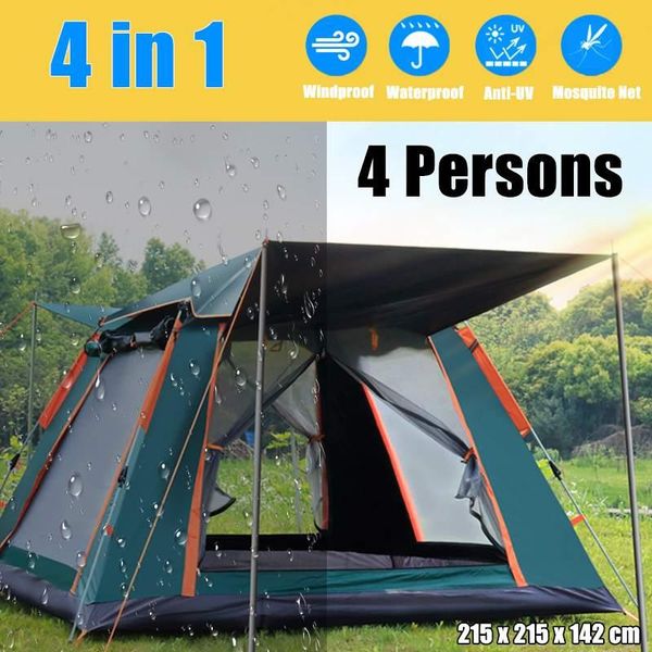 

aluminum pole automatic outdoor camping wild tent 3-4 persons awning garden pergola waterproof large family tents 215*215*142cm and shelters