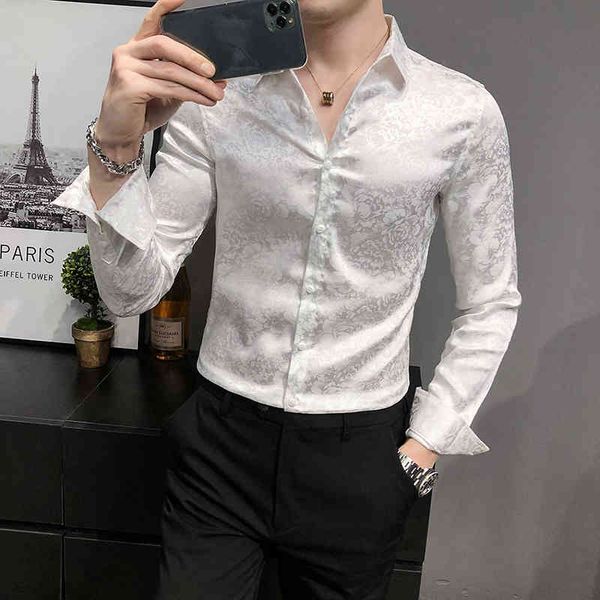 

men's casual shirts style digital print business gentlemen shirt men clothing 2022 long sleeve formal wear prom tuxedo dress 3xl- 04zu, White;black