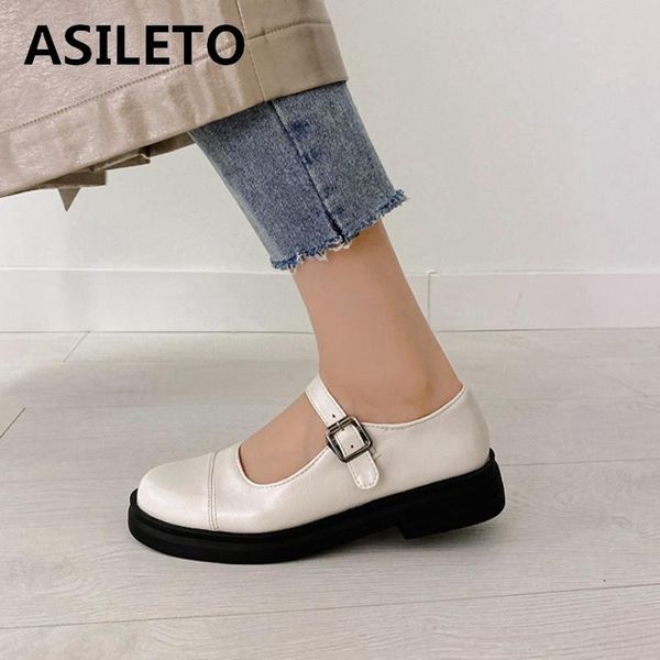 

dress shoes asileto ladies pumps cute simple classic princess uniform school round toe 3.5cm heels buckle mary jane big size 46 a3321, Black