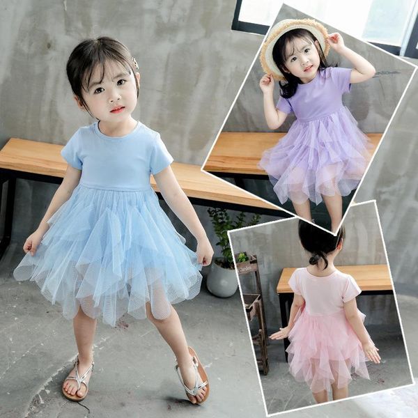 

girl's dresses baby girl lace tulle tutu kids summer fluffy pink dress for girls cute blue casual outfits children solid color clothes, Red;yellow