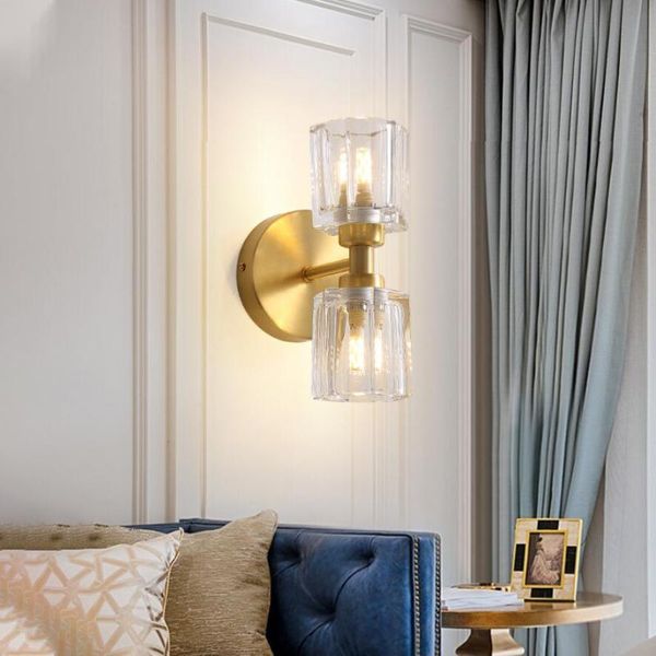 

wall lamp modern crystal nordic copper e14 led fixture living room decoration bedside bedroom indoor lighting corridor decor