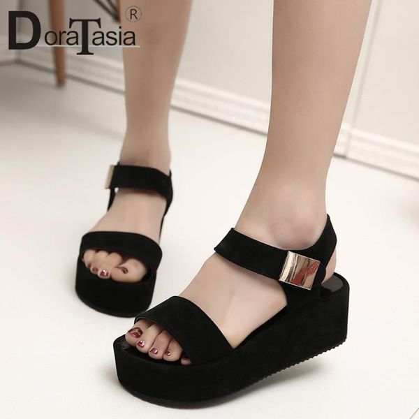 

dress shoes doratasia classic high platform sandals daily sweet casual women summer comfort wedges woman, Black