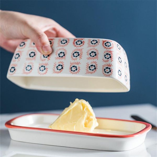 

dishes & plates small fresh cheese box rectangular european simple butter dish with cover plate pastry