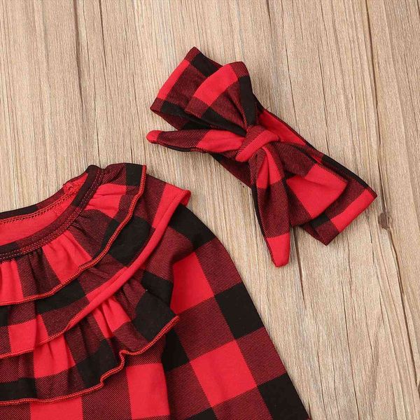 

toddler girl 2pcs kids baby girls red plaid long sleeve black skirt outfit autumn children clothes set, White