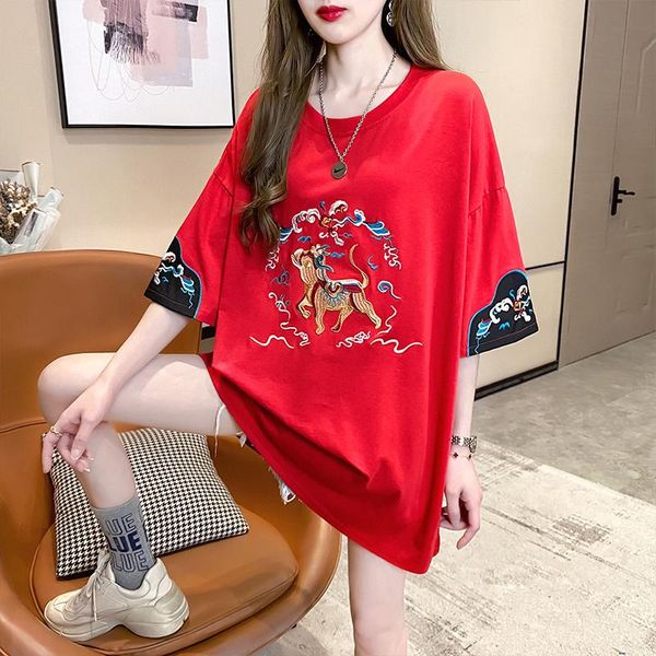 Frauen T-Shirt 2021 Sommer Frauen Kurzarm Kleidung Chinesischen Stil Harajuku Blusen Plus Größen Casual Tops Ropa Camisetas De Mujer