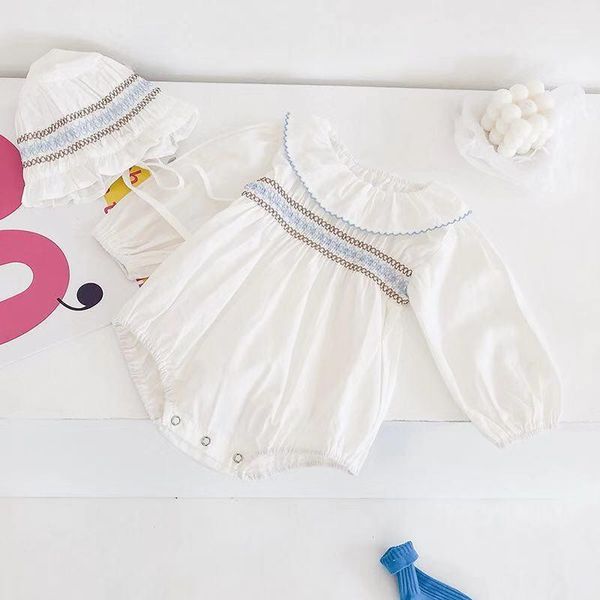 

jumpsuits born baby girl princess clothes ruffle long sleeve autumn romper + hats outfit jumpsuit sets, Blue