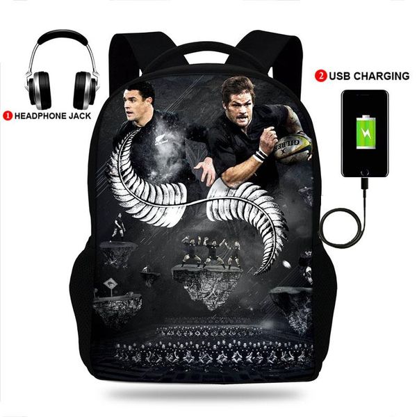 

backpack rugby ball printed travel men kids daily rucksack men's mochila school for teenage boys student bag