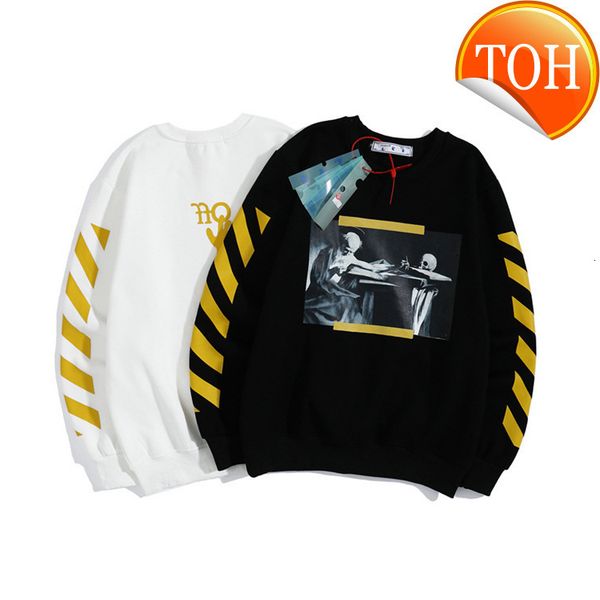 

new off tide brand white2021 caravaggio oil painting long sleeve plush round neck couple sweater men's and women's coat, Black