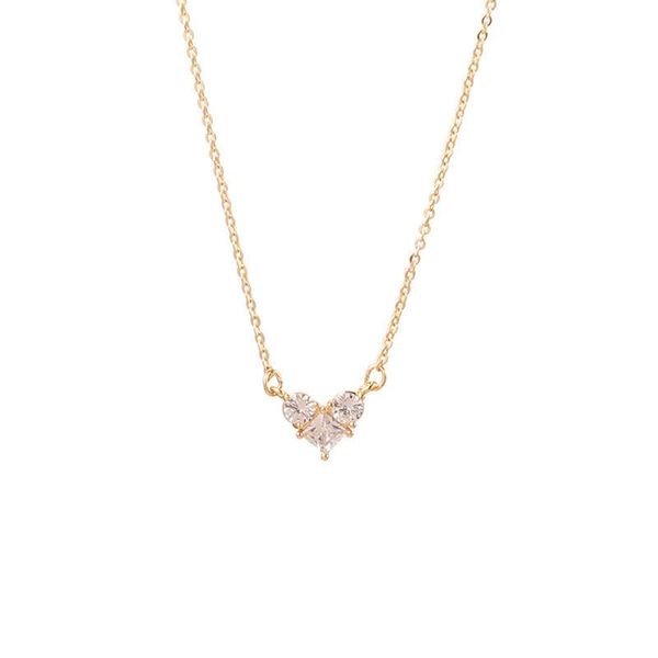 

chains 2021 women's light luxury shiny zircon heart clavicle chain necklace elegant diamond party jewerly, Silver