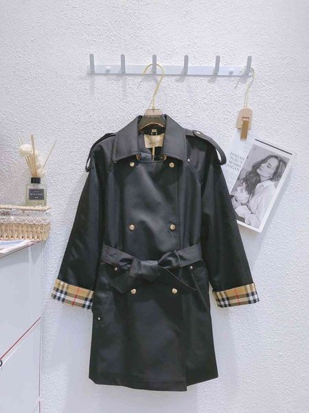 

dust coat windbreaker women 2021 medium and long style early autumn fashion high sense small european british trend, Tan;black