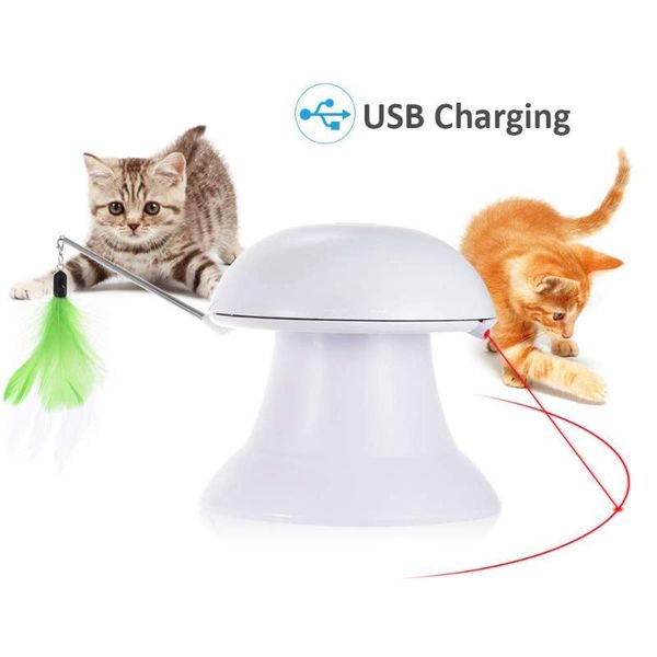 

cat toys heypet interactive toy led laser funny auto rotating exercise feather multi-angle adjustable usb charge