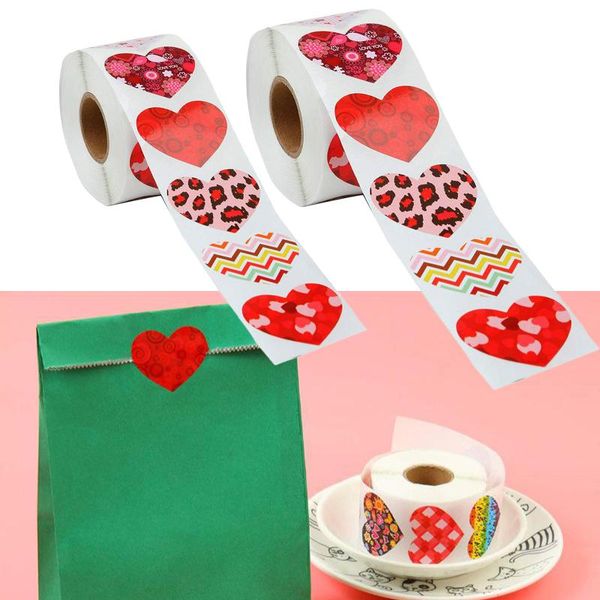 

gift wrap 500 pcs funky heart roll stickers, colorful shaped stickers decorative