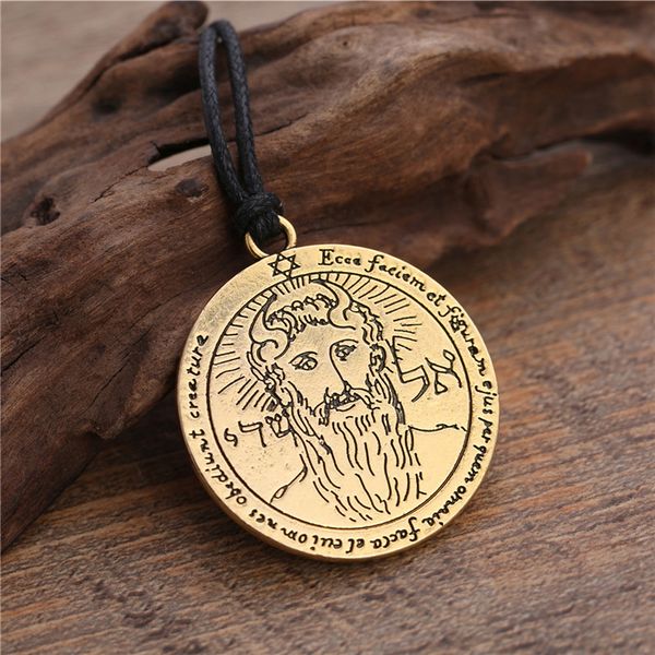 

10pcs/set adjustable rope chain golden slivery solomon necklace pentacle of the sun key jupiter seal pendant talisman jewelry gift, Slivery;golden