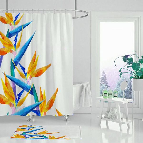 

shower curtains green leaf flower print curtain bedroom modern natural plant pattern polyester bathroom