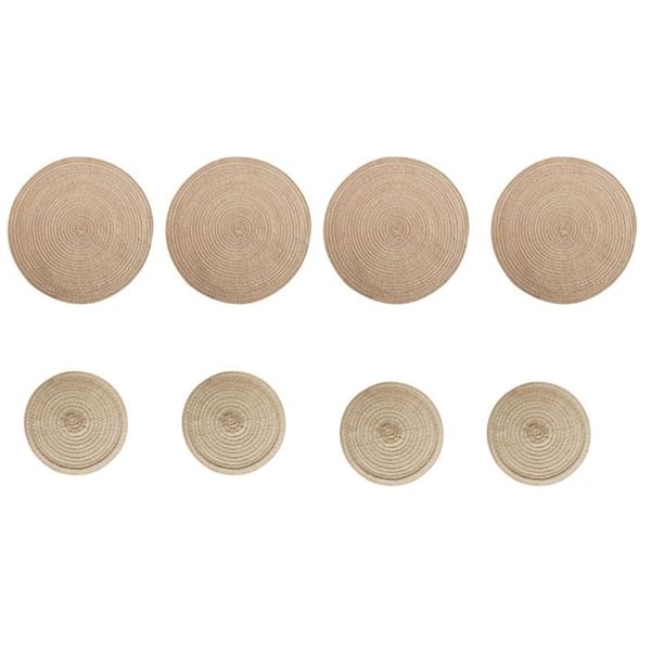 

table runner 8pcs nordic round mat anti slip coasters insulated placemats anti-scalding placemat linen non plate pad kitchen tool