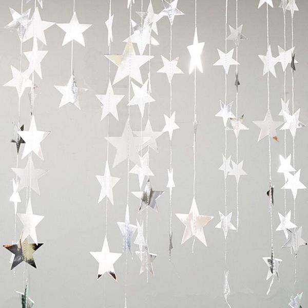 

party decoration 4m bright gold silver star paper garlands wedding screen decor birthday supplies girls bedroom