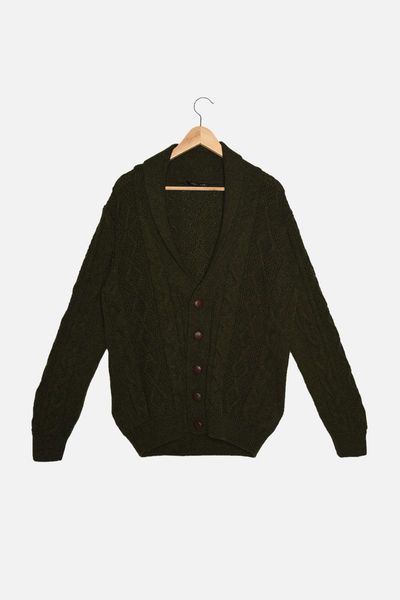 

men's sweaters trendyol male slim fit shawl collar hair weave knitwear cardigan tmnaw22hi0135, White;black