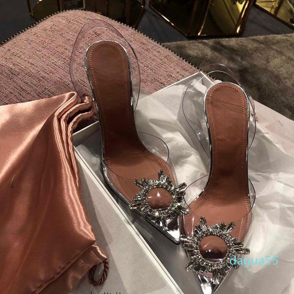 

dress shoes pointy talon transparente femme clear high heels sandales, Black