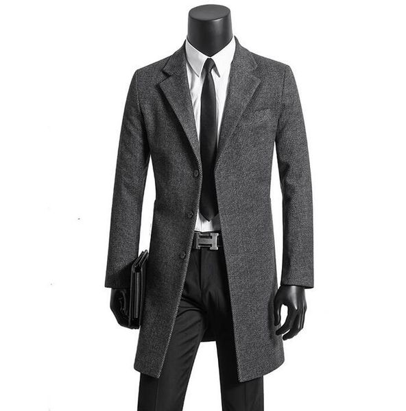 

men's wool & blends sobretudo masculinos casaco comprido man coats, Black