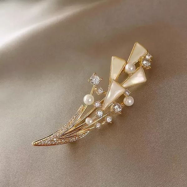 

wheat brooch women gold plant pin jewelry party office clothes scarf buckle garment accessories brooches gift, Gray