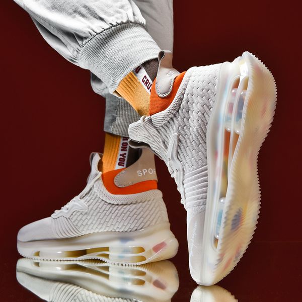 

new mens shoes popcorn outdoor sports jogging trend running shoes mens flat-bottomed high-set foot light casual shoes