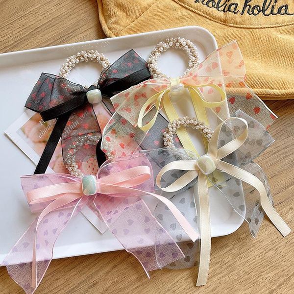 

hair accessories yarn bead women gril kid elastic band ponytail bun scrunchy rope ring tie headwear, Slivery;white