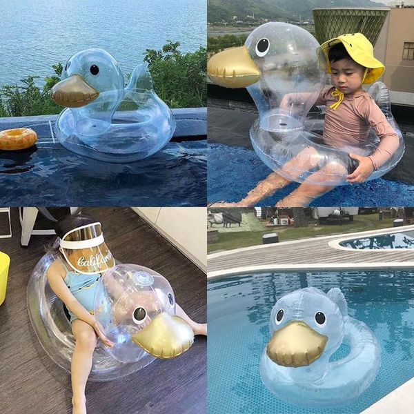 

life vest & buoy kids duck transparent swimming ring baby inflatable float seat pool equipment accessories air mattresse water toys