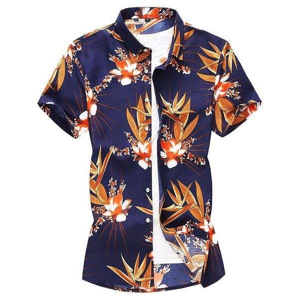 

men's casual shirts men fashion printed hip hop short sleeve summer floral hawaiian vacation party shirt camisa masculina 5xl 6xl 7xl, White;black