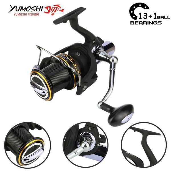 

baitcasting reels yumoshi 1000-7000 12+1 ball bearing 5.5:1 trolls carp reel feeder metal spinning fishing trolling