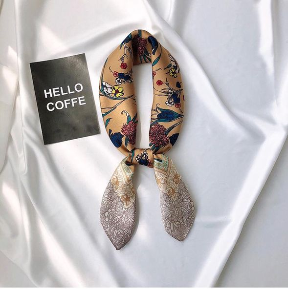 

scarves yishine 2021 70*70cm multi functional floral printing luxury women scarf saqure hajib, Blue;gray