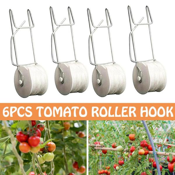 

other garden supplies 6 pcs tomato support hooks trellis roller with 15m twine for plant greenhouse gardening tool care clips