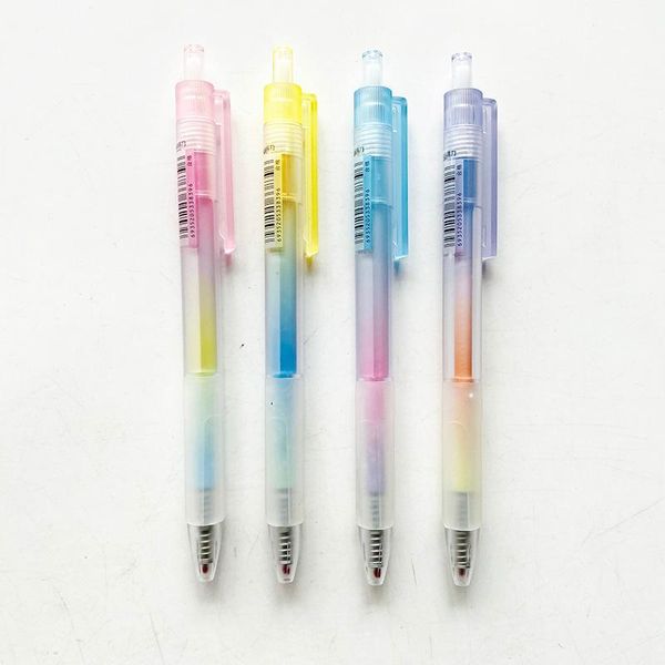 

gel pens 2pcs/lot cute gradient color pastel mood press pen rollerball school office supply student stationery 0.5mm black ink