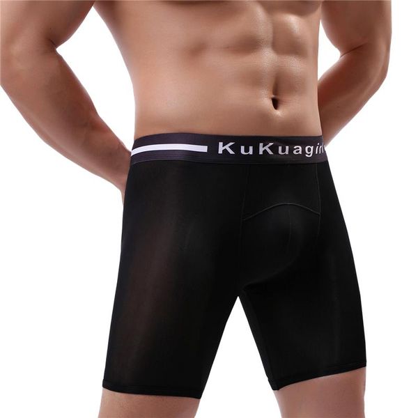 

underpants men boxer ice silky super thin underwear casual breathable bodybuilding calzoncillo hombre skinny boxershorts homewear, Black;white