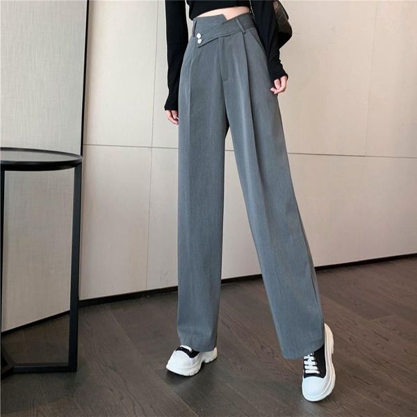 

women's pants & capris casual wide leg suit straight tube loose high waist down feeling thin versatile street fashion, Black;white