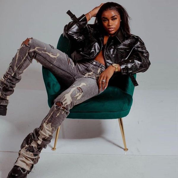 

women's jeans summer fashion ripped womens high waist washed slim straight-leg pants tight wrap buttocks trendy trousers fall 2021 -40, Blue