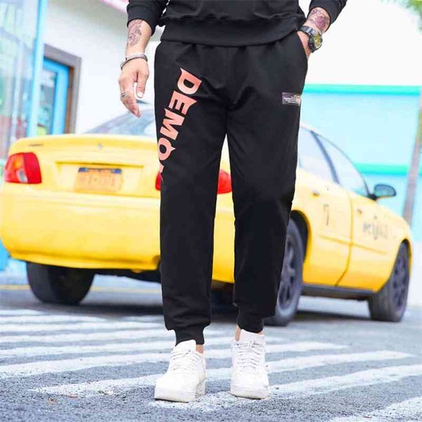 

men's pants large casual plus size loose fit sports autumn high waist fat leggings lov styp, Black