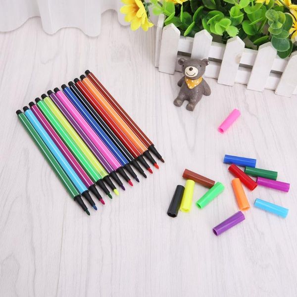 

highlighters 50la 12/24 colors box water color pen set marker highlighter for kids stationery school supplies, Black;red