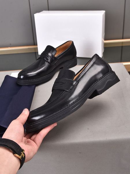 

new men's brand business genuine leather driving flats men walking casual loafers wedding party dress shoes size 38-45, Black