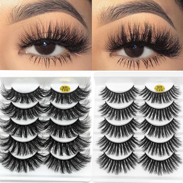 

false eyelashes 5 pairs/box 3d faux mink hair eye lash extension crisscross fluffy wispy flared natural makeup
