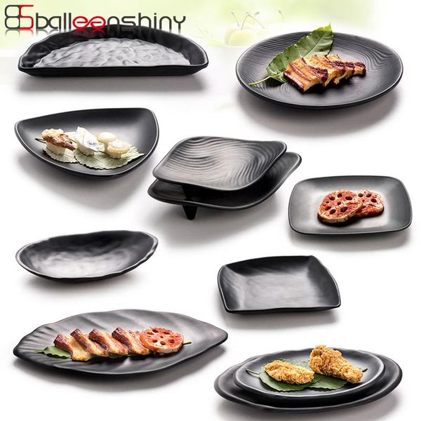 

dishes & plates balleenshiny melamine black plate porcelain imitation frost beef sushi dessert dish kitchen snack tableware solid deskla