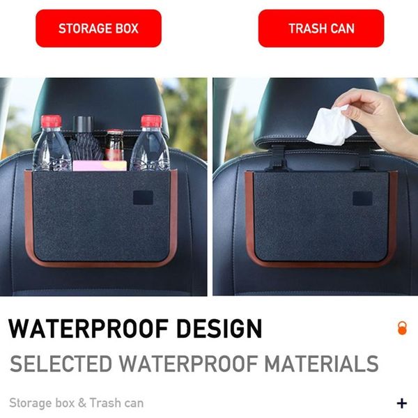 

car organizer 2pcs seat-back storage box abs auto seat back bag multi-functional trash bin can waterproof